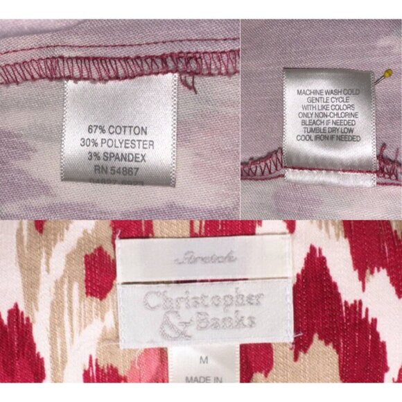 Christopher Banks Women Jacket Size M Stretch Denim Red Multi Snaps Camo - Picture 10 of 10